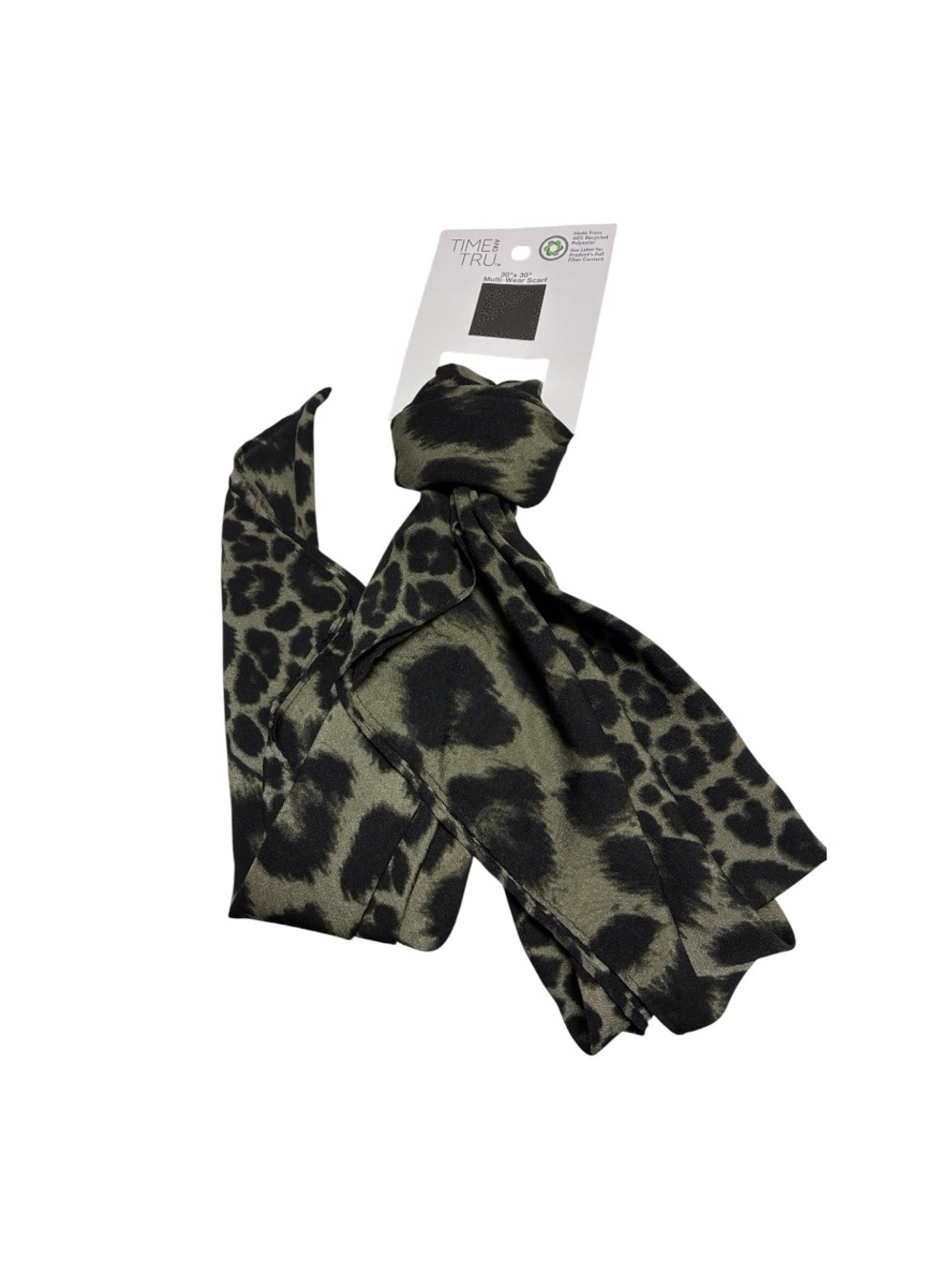 Time and Tru Olive and Black Leopard Print Scarf - Picture 4 of 8